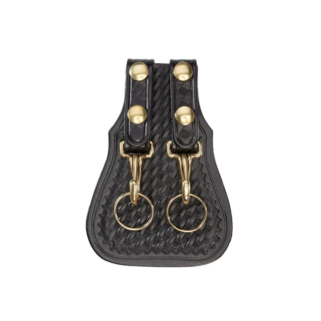 Aker Leather Key Flap Double Jailers Brass Basketweave Brass Snap Black - Aker Leather