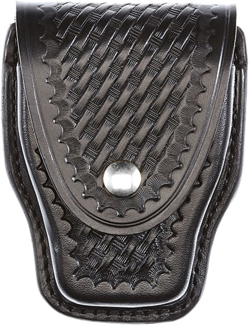 Aker Leather Model 508A ASP Handcuff Case Small Hidden Snap Basketweave Black - Aker Leather