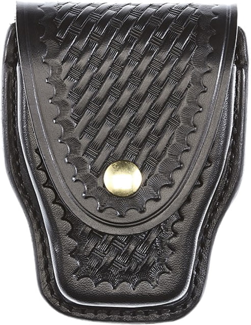 Aker Leather Model 508A ASP Handcuff Case Small Brass Snap Basketweave Black - Aker Leather