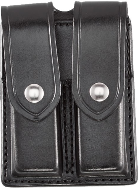 Aker Leather Model 510 Double Magazine Pouch Medium .45 ACP Brass Snap Double Stack Plain Black - Aker Leather