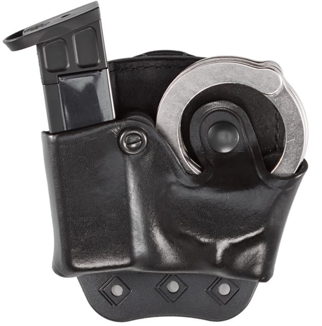Aker Leather Model 519 D.M.S. Combo Mag And Handcuff Cases 9mm Luger Double Stack Right Plain Black - Aker Leather