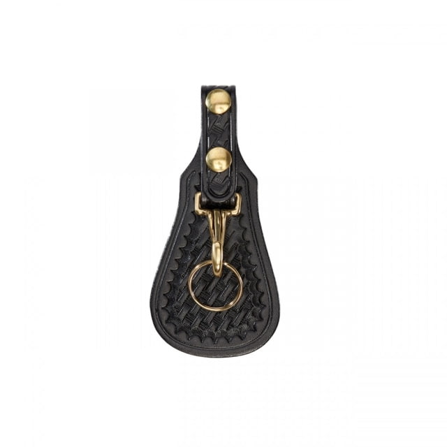 Aker Leather Model 560 Key Flap Holder Basketweave Black Snap Small - Aker Leather