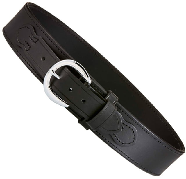 Aker Leather Model B06 2.25inch Leather Lined River Belts 40 in Chrome Buckle Plain Black - Aker Leather