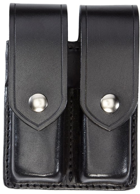 Aker Leather Quad Magazine Pouch Medium Single Stack Colt .45 Caliber Chrome Snap Plain Black - Aker Leather