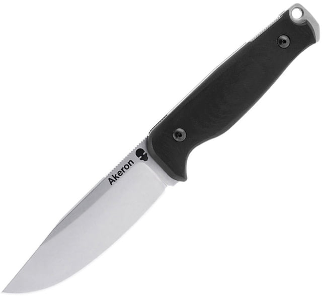 Akeron Ekinox V3 Fixed Blade Black Knife 4.5" stonewash finish Bohler N690 stainless blade Black G10 handle EKINOX V3 G10 W/ KYDEX SHEATH - Akeron