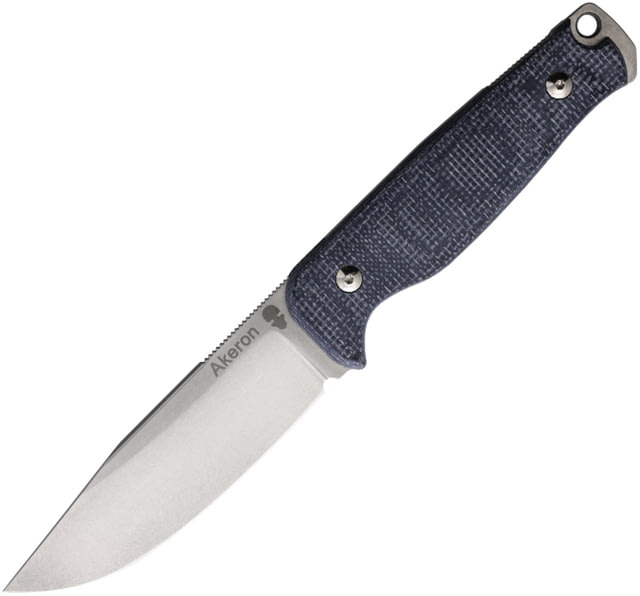 Akeron Ekinox V3 Micarta Fixed Blade Knife 9.25in Overall 4.5in Stonewash Bohler N690 SS Blade Black Micarta Handle Black Kydex Belt Sheath EKINOX - Akeron