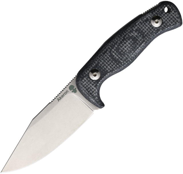 Akeron Eklipse Micarta Black Fixed Blade Knife By Tony Lopes 3in Stonewash Bohler N690 SS Blade Black Micarta Handle Leather Sheath EKLIPSE MICARTA - Akeron