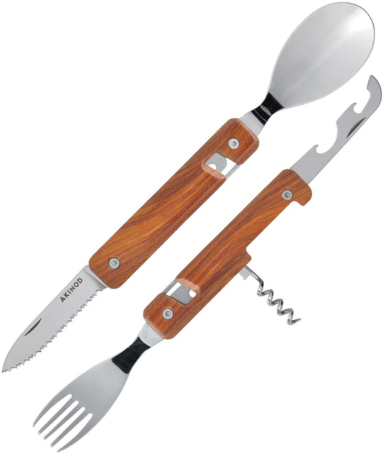 Akinod 13H25 Folding Cutlery Set 7" overall Coralwood handle