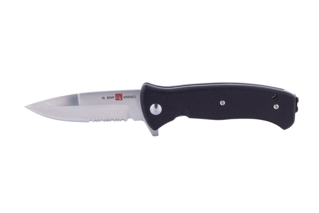 Al Mar Knives Mini S.E.R.E. 2020 G Series Folding Knife Spring Assist D2 3 in Combo G10 Black - Al Mar Knives