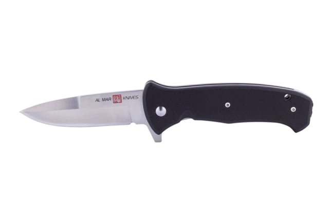 Al Mar Knives S.E.R.E. 2020 G Series Folding Knife Liner Lock Spring Assist D2 58HRC Satin 3.6 in Traditional G10 Black - Al Mar Knives