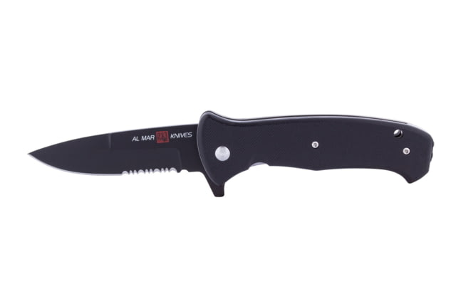Al Mar Knives S.E.R.E. 2020 Night G Series Folding Knife Spring Assist D2Ti-Black 3.6 in Combo G10 Black - Al Mar Knives