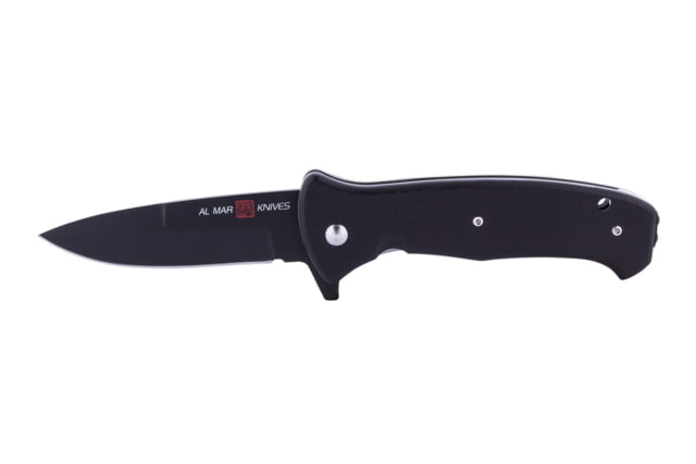 Al Mar Knives S.E.R.E. 2020 Night G Series Folding Knife Spring Assist D2 Ti-Black 3.6 in Traditional G10 Black - Al Mar Knives