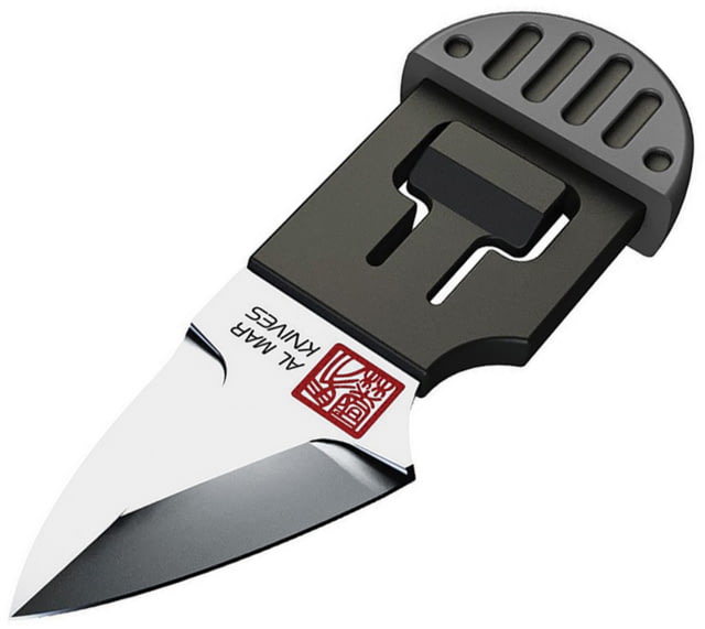 Al Mar Knives Stinger Keyring Knife Black 1.25" satin finish D2 tool steel blade Black polymer handle with gray TPR overmold - Al Mar Knives