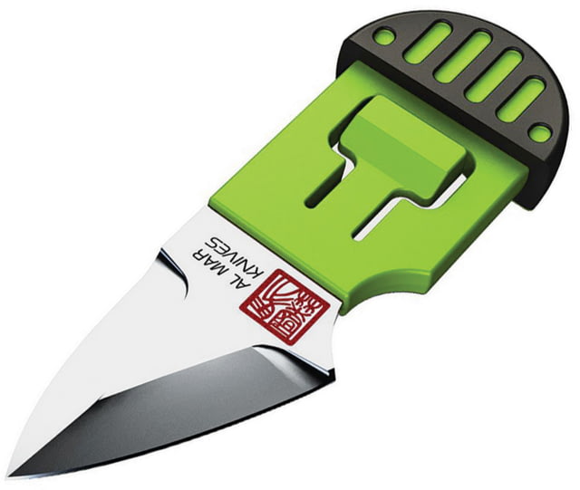 Al Mar Knives Stinger Keyring Knife Green 1.25" satin finish D2 tool steel blade Green polymer handle with black TPR overmold - Al Mar Knives