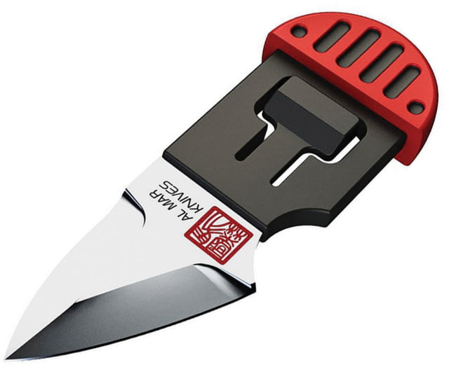 Al Mar Knives Stinger Keyring Knife Red 1.25" satin finish D2 tool steel blade Black polymer handle with red TPR overmold - Al Mar Knives