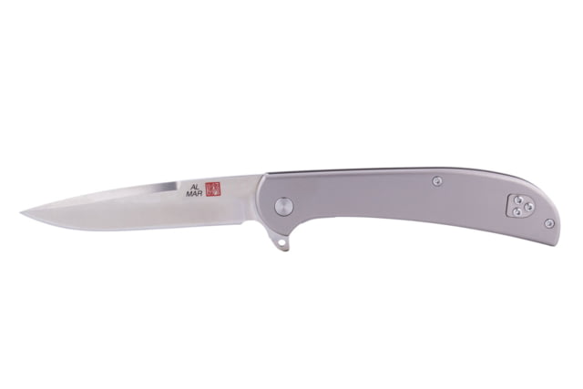 Al Mar Knives Ultralight Titanium Series Folding Knife Eagle Frame Lock D2 58HRC 4 in Traditional TC4 Handle Silver - Al Mar Knives