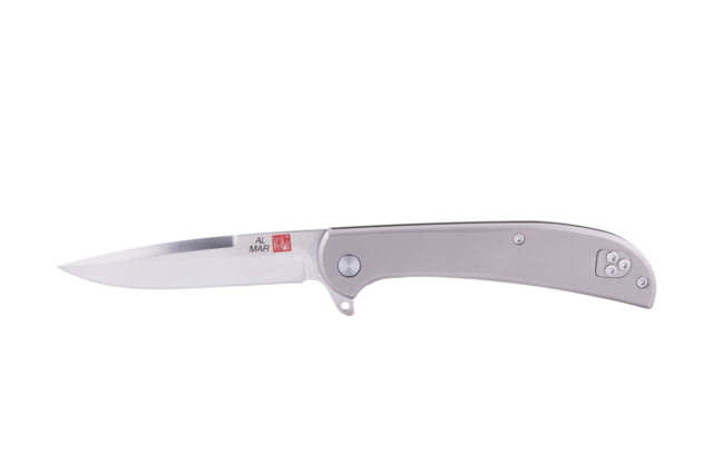 Al Mar Knives Ultralight Titanium Series Folding Knife Falcon Frame Lock D2 58HRC Satin 3.15 in Traditional TC4 Handle Silver - Al Mar Knives