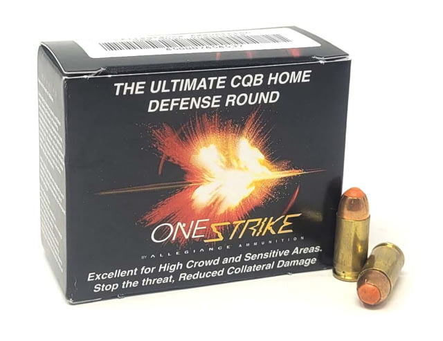 egiance Ammunition OneStrike 9mm Luger 90 Grain Ballistic Tip Round Nose Brass Cased Pistol 20 Rounds Ammo