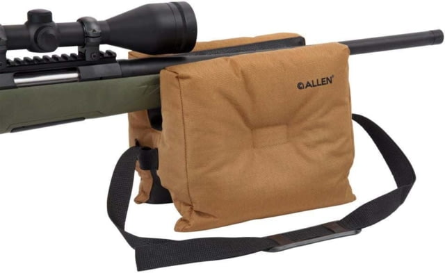 Allen X-Focus Prefilled Bench Polyester Shooting Rest/Bag Adjustable Strap Tacky Grip Bottom 8.2 lbs Coyote/Black