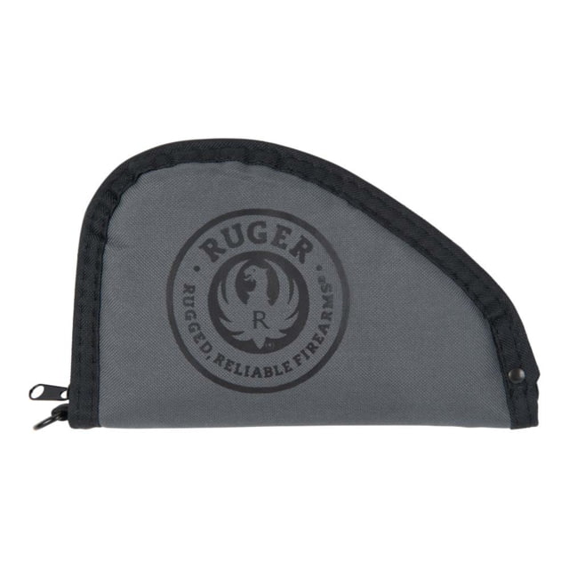 Ruger Compact Polyester Pistol Case w/Lockable Zipper and D-ring Compact Size 8in Length Screen-Printed Soft Lining Gray - Ruger