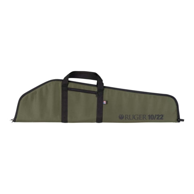 Ruger 10/22 Rifle Case w/Lockable Zipper and D-ring Large 41x10.5x1in Print Logo Soft Lining Zippered Pocket Olive - Ruger