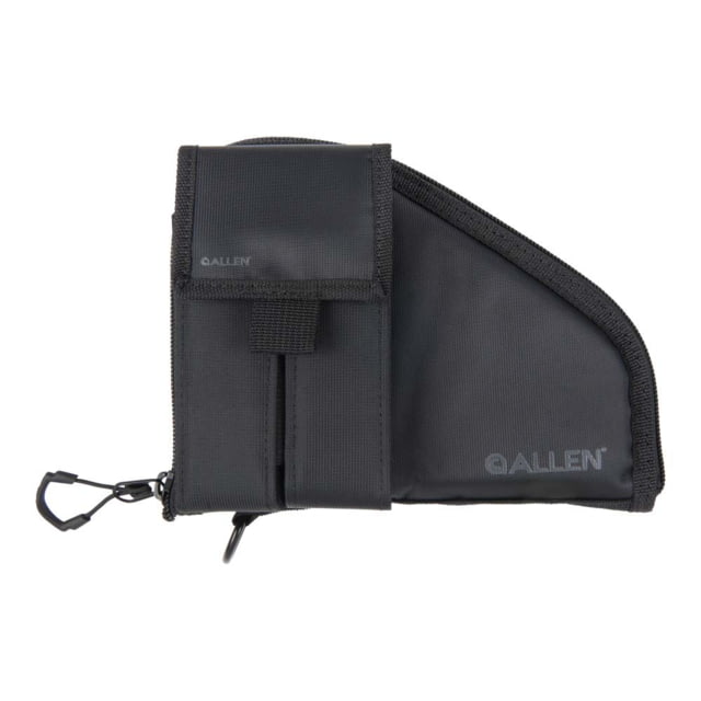 Allen Ballistic Nylon Pistol Case w/ Mag Pouch Compact Handguns 8in Long Lockable Hanging Loop Soft Brushed Lining Black - Allen