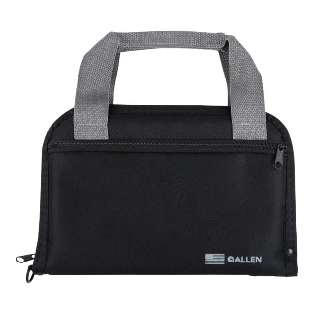 Allen Rugged Endura Pistol Tote w/ Zipper Accessory Pocket for Semi-Auto Handguns and Revolvers 11in Long 4in Extended Grip Handle Foam Padded Soft - Allen