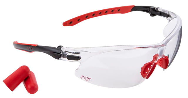 Allen Safety Shooting Glasses & Foam 32 dB Earplugs Combo Kit Adult Clear Lens Black/Red Frame - Allen