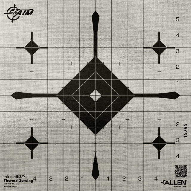 Allen EZ Aim Thermal ID Grid Bullseye Paper Target 12in x 12in Gray