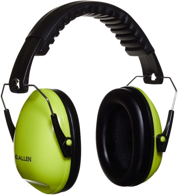 Allen Youth Sound Shield Foldable Safety Earmuffs 21 dB NRR ANSI S3.19 & CE EN352-1 Hearing Protection Rated Black/Chartreuse One Size - Allen