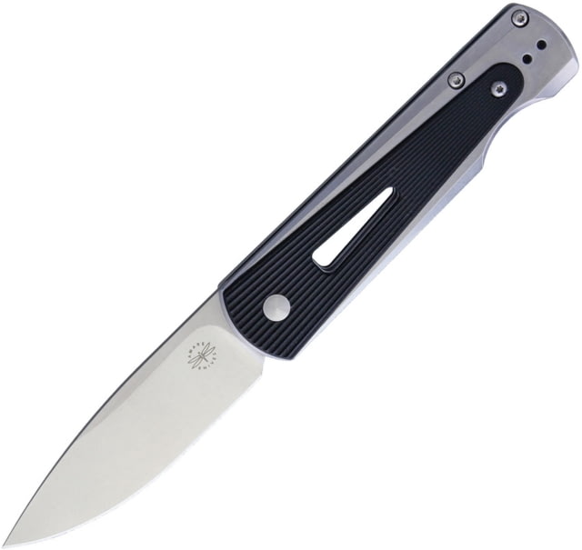 Amare Paragon A-Joint Folding Knife 4.5in Closed 3.25in Stonewash Bohler N690 SS Blade SS Handle With Black G10 Onlay Involves Two-Legged Spring - Amare