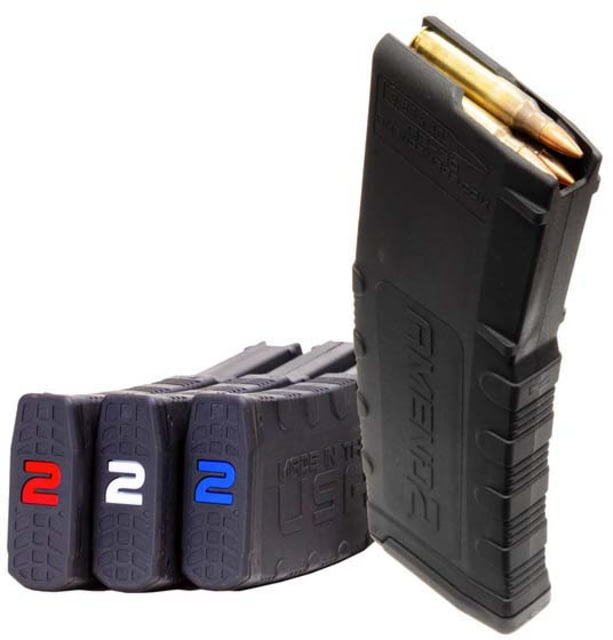 nd2 Mod-2 Magazine Pack Of 3 AR-15/M4/M16 5.56x45mm NATO/.223 Remington 30 Round Black With Red White And Blue Internals 30 Ammo