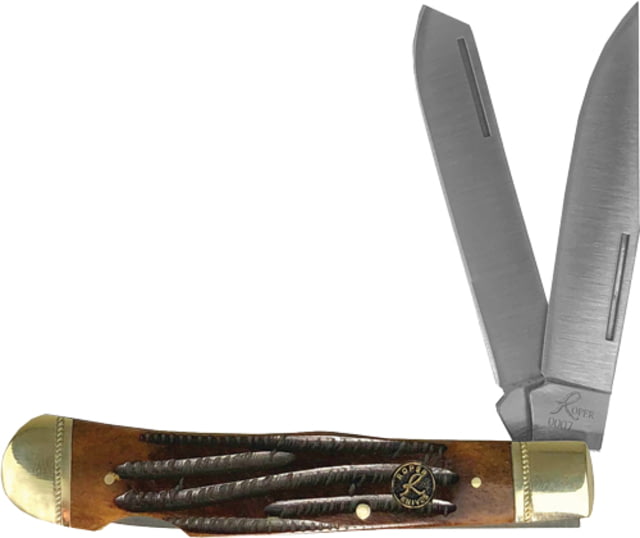 American Buffalo Knife Abkt Roper Double Action Lock Back Trapper 3.25'' Coffee Hndl - American Buffalo Knife