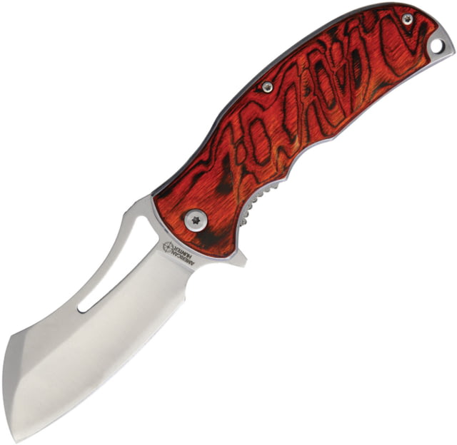 American Hunter Linerlock A/O Pakkawood Folding Knife 3.5" satin finish stainless blade Brown sculpted pakkawood handle  / AH022 - American Hunter
