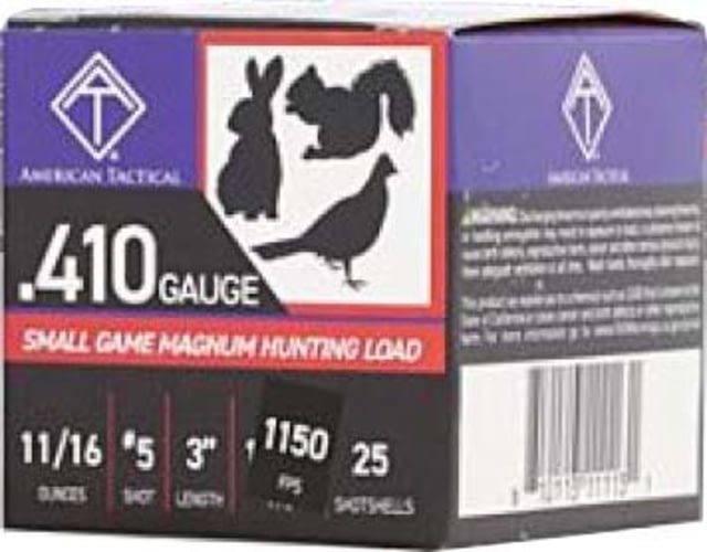 rican Tactical Imports Hunting .410 Gauge 2 1/2 In 11/16 Oz 5 Shot Shotgun 25 Rounds Ammo