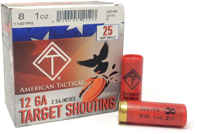 rican Tactical Imports Target Load 12 Gauge 1 Oz 2 3/4 In Shotgun #8 25 Rounds Ammo