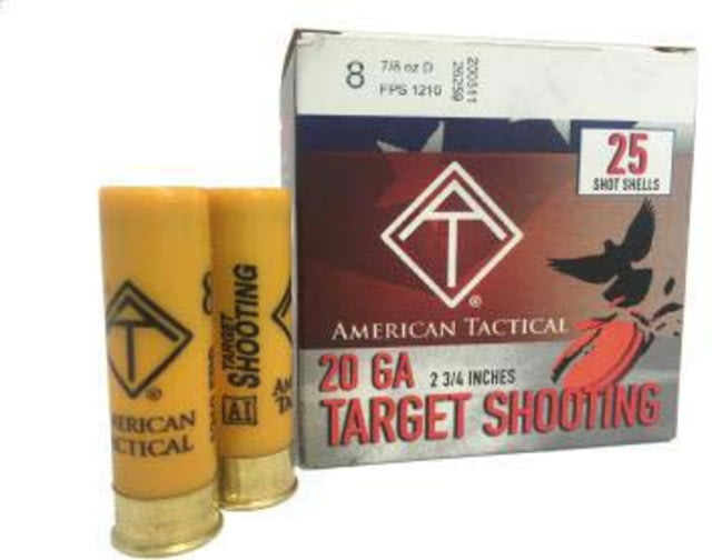 rican Tactical Imports Target Load 20 Gauge 7/8 Oz 2 3/4 In Shotgun #8 25 Rounds Ammo