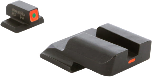 AmeriGlo CAP Sight Set for SmithWesson M&P Shield w/Front Green Tritium Orange Square Outline/ Rear Orange Line Non Trit, SW-620 by USA AmeriGlo Pistol Sights