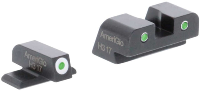 AmeriGlo Classic 3 Dot Night Sight Set for Springfield Hellcat OSP w/Green Tritium Front/Green Tritium Rear White Outlines - Ameriglo