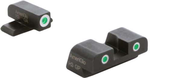 AmeriGlo Classic 3 Dot Tritium Night Sight Set for Springfield Hellcat w/Front Green Tritium/ Rear Green Tritium, White Outlines, SA-113 by USA AmeriGlo Pistol Sights