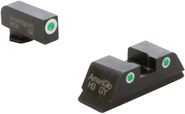 AmeriGlo Classic 3 Dot Tritium Night Sight Set for Walther PDP w/Front Green Tritium White Outline/ Rear Green Tritium Black Outline, WA-119 by USA AmeriGlo Pistol Sights