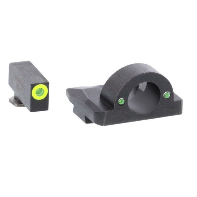 AmeriGlo Ghost Ring Night Sight Set Glock 17/19/19x/26 Gen 5 Green Tritium W/LimeGreen Outline