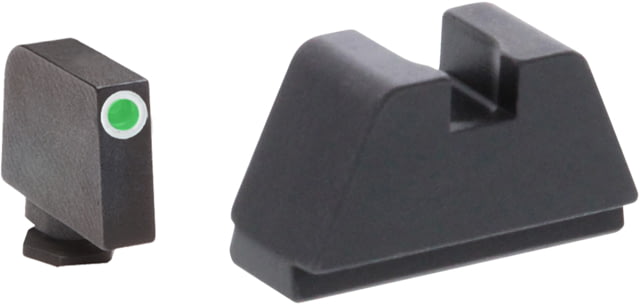 USED AmeriGlo Glock XL Tritium Night Sight Suppressor/Optic Height Set Green Tritium Black Outline .315in front FlatBlack .394in Rear Fits Glock - Ameriglo