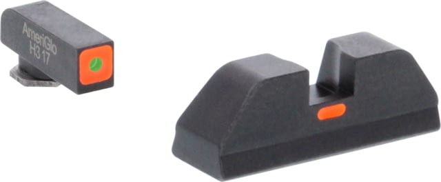 AmeriGlo Glock Gen 5 Cap Tritium Pistol Sight Sets, Green Tritium Lamp Orange Square Outline FRONT, Orange Line non Tritium REAR, GL-5616 by USA AmeriGlo Pistol Sights
