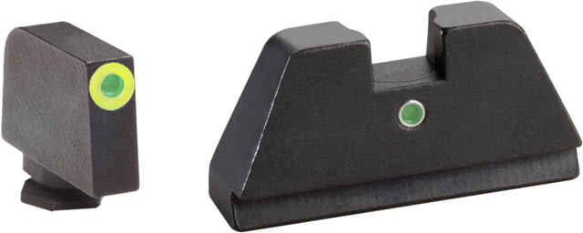 AmeriGlo Glock Tritium Night Sight Suppressor/Optics Height Sight, XL Tall Green tritium Lamp LumiGreen outline front, Single green tritium dot rear .315in F .394in R, XL, up to 0.284in DH, GL-391 by USA AmeriGlo Pistol Sights