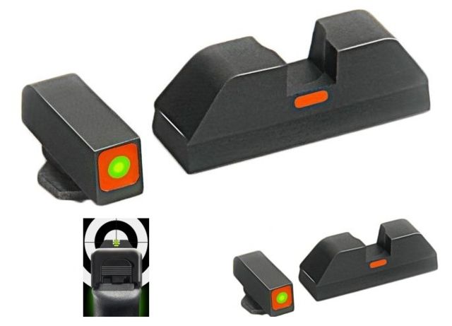 AmeriGlo Tritium Night Sight For Glock 17, ProGlo Square Front, LumiLime and Lumi Painted Line Rear by USA AmeriGlo Pistol Tritium & Fiber Optic Night Sights