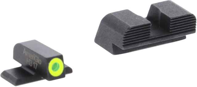 AmeriGlo Green tritium Lamp, LumiGreen Outline FRONT, Black serrated REAR, SIG, Most models using #6 Front #8 Rear, SG-534 by USA AmeriGlo Pistol Sights