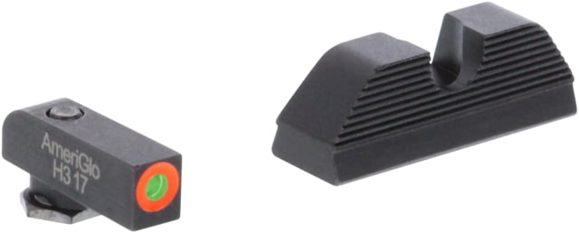AmeriGlo Green Tritium Lamp Orange Outline FRONT Black Serrated U notch REAR All Gen 202129303132364041