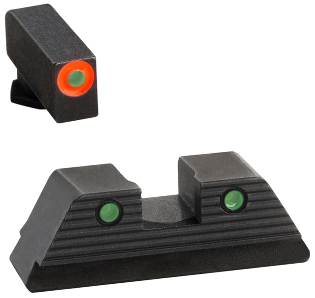 USED AmeriGlo Green Tritium Lamp Orange Outline FRONT Green Tritium Lamp Black Outline Serrated SQ REAR Height .200 Width .140" GL-818 EDEMO1 Used - Ameriglo