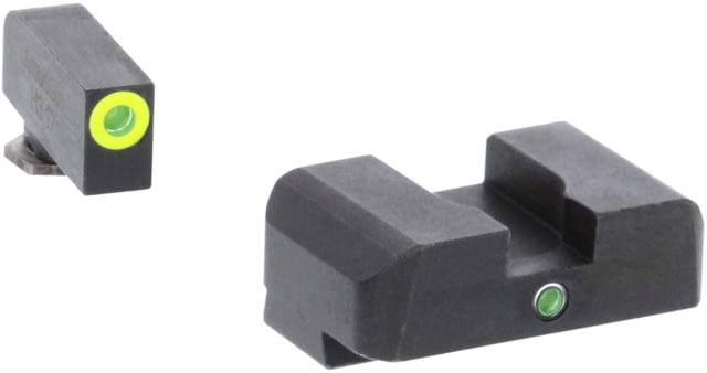 AmeriGlo I-Dot Night Sight Set, Glock 17/19/19x/26 Gen 5, Green Tritium LimeGreen Lumi Outline, GL-5301 by USA AmeriGlo Pistol Sights
